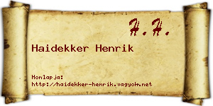 Haidekker Henrik névjegykártya